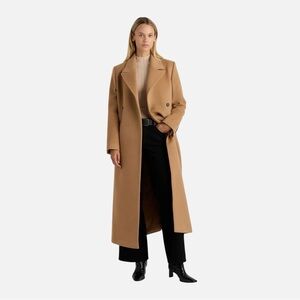 Quince Wool Cashmere Tailored Long Coat in Caramel Size XS New without tags